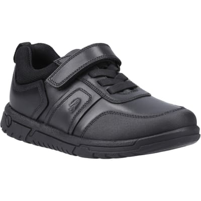 Hush Puppies Sutton Bungee Leren Zwarte Veterschoenen Voor Jongens