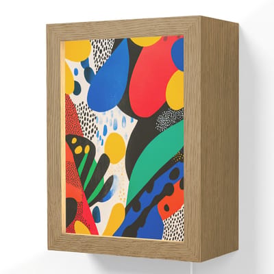 Wandlamp 15x20 cm - Oplaadbaar - Abstract - Planten - Vormen - Kleurrijk - Wandlampen binnen woonkamer - Slaapkamer lamp met kabel - Decoratieve nachtlamp - Vloerlamp snoer
