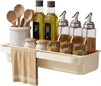 Praktische organizer voor gootsteen met sponshouder en opbergrek voor keuken en badkamer (wit)