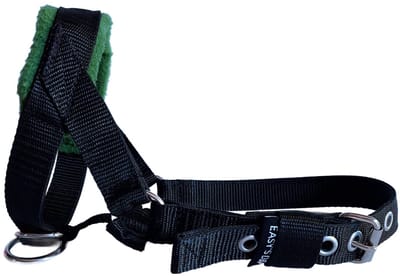 Hoofdhalster hond - Anti trek - Zwart - Gevoerd donker groen fleece - Maat XL - Antitrek hoofdhalster hond - Hoofdhalster hond - Antitrek hond - Trainingshalsband