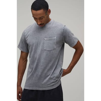 Essentieel Gewassen Regular Fit T-shirt Met Borstzak | Light Grey | Size Small
