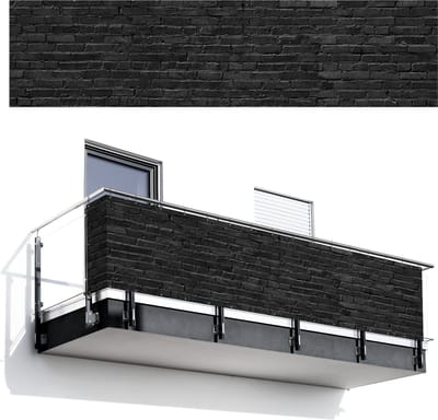 Balkonscherm 500x120 cm - Balkonposter Steenlook - Bakstenen - Grijs - Balkon scherm decoratie - Balkonschermen - Balkondoek zonnescherm