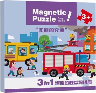 Magnetisch Puzzelboek - Leeractiviteiten Spel - Educatief Spel - Bevordert Creativiteit - 18x18x0.1 cm - Geladen Verkeer
