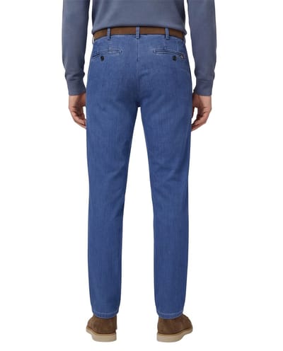 Meyer bonn pantalon demin blauw effen normale fit