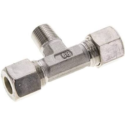 10L & R1/4'' RVS T-stuk Knelfitting Buitendraad 315bar ISO 8434-1