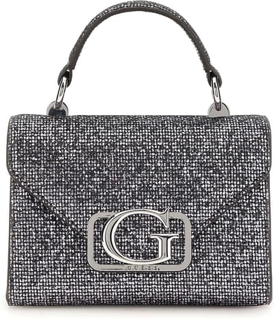 GUESS Avondtas Schoudertas Zalina Mini Top Handle Flap Pewter Zilverkleurig