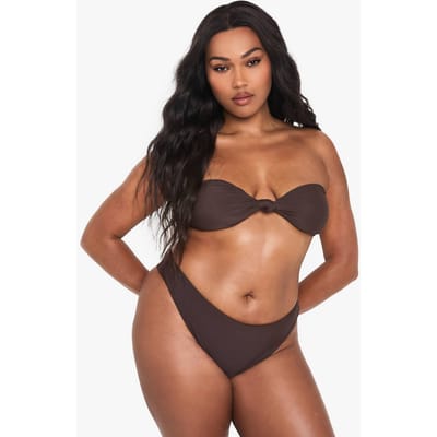 boohoo Dames Plus Swimwear Essentials Bandeau Bikini Top | Chocolate | Maat: 18