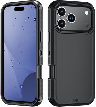 DrPhone NeoCase Robuuste Telefoonhoes – Schokbestendig & Draadloos Opladen – Compatibel Met iPhone 17 Pro Max - Zwart