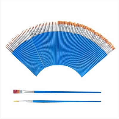 Complete Kwasten Set met 80 Stukken, 40 Platte en 40 Ronde Penselen voor Waterverf, Olieverf en Acryl - Ideaal voor Kunstlessen, Modelbouw en Creatieve Projecten