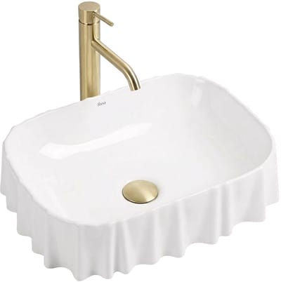 Rea - Opzetwastafel Atria Sanitair Keramiek, Wit, Rechthoekig, Op Maat Gemaakt - 50 x 40 x 1,4 cm