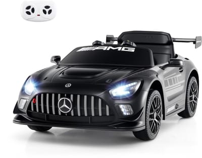 COSTWAY Mercedes AMG Elektrische auto voor kinderen, 12 V, elektrische kinderauto met afstandsbediening, 3 snelheden, ledlampen en muziek, elektrisch voertuig voor kinderen vanaf 3 jaar (zwart)