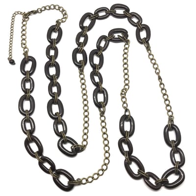 Behave - Lange ketting dames - Vintage stijl - Bruin oud goudkleur - 120 cm