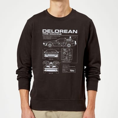 Back to the Future DeLorean Schematic Trui - Zwart - L