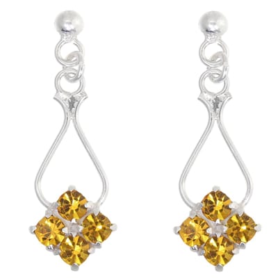 Behave – Oorbellen – 925 Sterling Zilveren Oorbellen met Licht Bruin Kristal steentjes