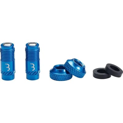 BBB Cycling CoreCap - Universele Ventiel Upgrade Set - 300% Meer Luchtstroom - Geschikt voor Alle Pompen - Presta naar Schrader Formaat - 2 stuks - Blauw - BTI-165