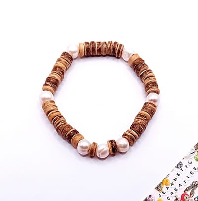 Jeannette-Creatief® - Beach - Armband Kokos & Zoetwaterparels - Herenarmband - Zoetwaterparels - Armband voor Heren - Mermaidcore - Bohochic - Kokosarmband - Kokos armband - Vaderdag - Vaderdagcadeaus