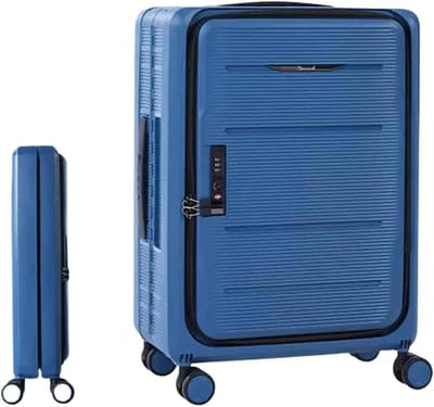 Reis Koffer - Handbagage Trolley - Veilig Reizen - Voorvak Opening - 20 Inch - Zwart