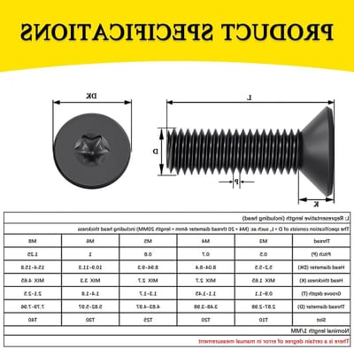 10 Stuks Gegalvaniseerde Hex Scrapers Torx - RVS A2 Torx Schroeven Zwart M6 x 40mm - Machinebouten, Gegalvaniseerde Schroeven en Platte Hoofd Bouten voor Meubels en Houtbewerking