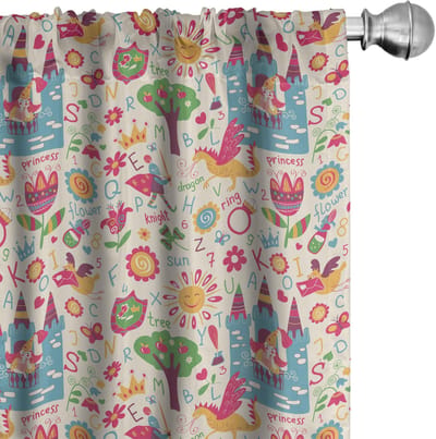 ABAKUHAUS Kindergordijnen – 2x75x175 cm – Multicolor, halfdonker, Microvezel