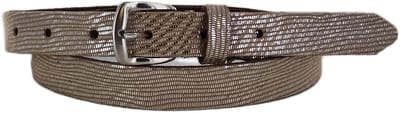 Feestelijke Dames Riem | Smalle Leren Riem | Kleur: Goud-Beige | 2cm breed | Riemmaat: 85cm (totale lengte: 100cm) | 100% echt leer | Nikkelvrije gesp