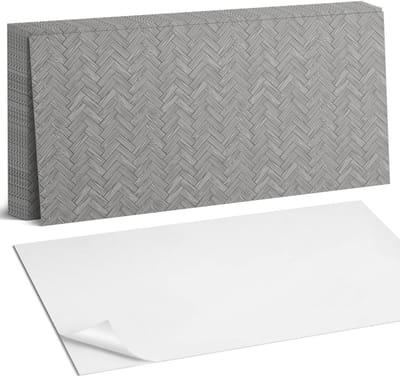 Coloray Plaktegels - Houtvlechtpatroon Zelfklevende Wandtegels - 40 cm x 20 cm - Grijs Plaktegels - 10 stuks - Rechthoek PVC Tegels - Plaktegels Badkamer - Vloertegels Zelfklevend - Vinyl Tegels Zelfklevend - Portugese Tegels
