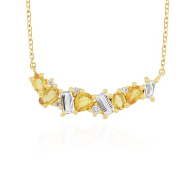 Cavill - 925 Sterling Zilver Halsketting Verguld - Gele Ceylon Saffier 2,101 ct - Druppel & Ovaal Geslepen Edelstenen - Luxe Ketting - Sri Lanka