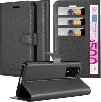 Cadorabo Hoesje geschikt voor Samsung Galaxy S20 ULTRA in PHANTOM ZWART - Beschermhoes met magnetische sluiting, standfunctie en kaartvakje Book Case Cover Etui