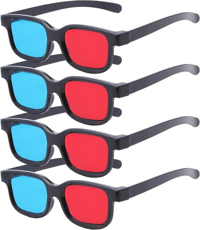 3D-bril, rood en blauw, geschikt voor films, games en afbeeldingen in rood/blauw, compatibel met pc-monitoren, tv's en projectoren, thuisbioscoopbril, 4 stuks