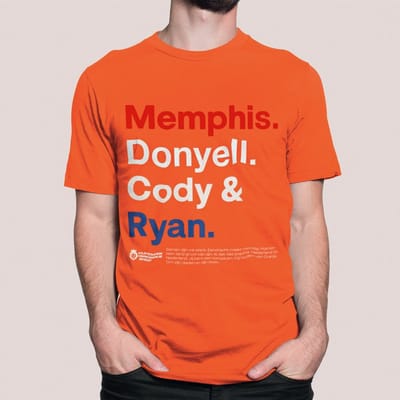 Oranje T-Shirt WK-EK Front Memphis, Donyell, Cody & Ryan XS