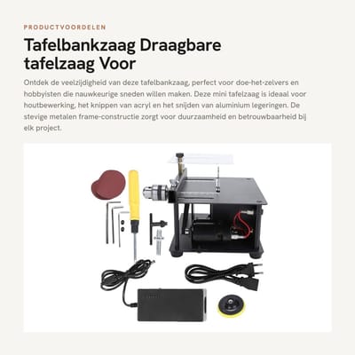 Dailygoods - Tafelbankzaag - Draagbare tafelzaag - Voor doe-het-zelf houtbewerking - Zilver - Mini tafelzaag - Houtbewerking - Geschikt voor kleine pr...