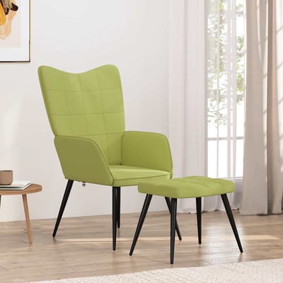 vidaXL Relaxstoel met voetenbank stof groen