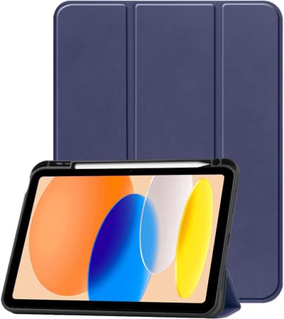 Hoesje - Geschikt voor Apple iPad A16/A18 (2025/2026) - 11 inch (11e & 12e generatie) - Dun & Stevig - Trifold Bookcase - Hard Cover Case - Met Uitsparing Geschikt voor Apple Pencil - Hardcover Book - Tablet Hoes - Donkerblauw