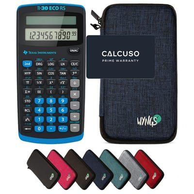 TI-30 ECO RS incl. WYNGS Beschermhoes Blauw - Wetenschappelijke Rekenmachine - Basis Pakket