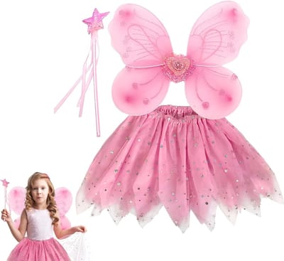 Vleermuisvleugels Kostuum voor Meisjes met Konijnenrok en Hoofddoek - Feestoutfit voor Verkleedpartijen en Verjaardagen