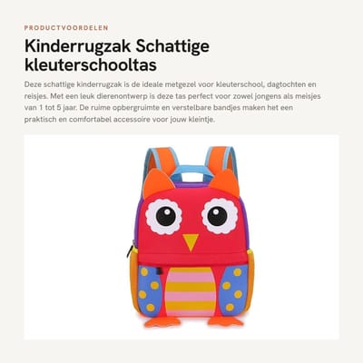 Verstelbare bandjes - Dailygoods- Kinderrugzak schattige dieren