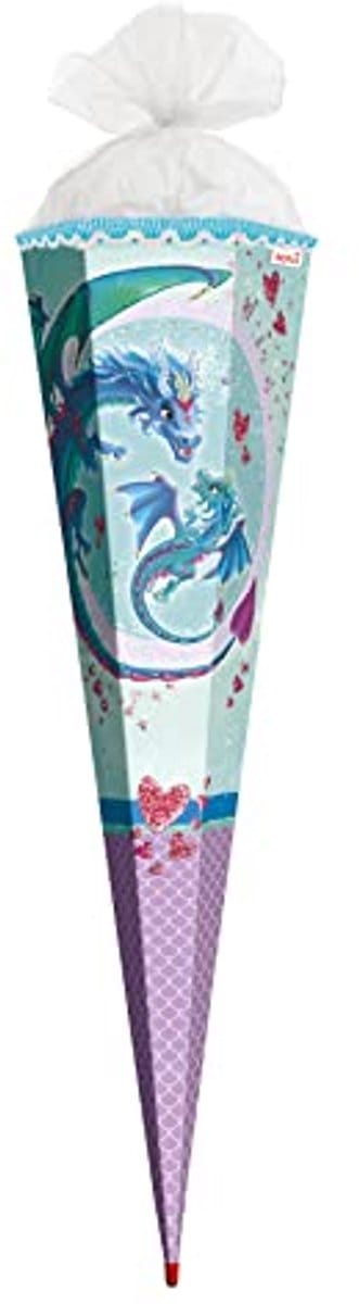 Schooltas met grote drakenliefde en glitter - 85 cm - 6-hoekig, rood (h)-punt, tule sluiting