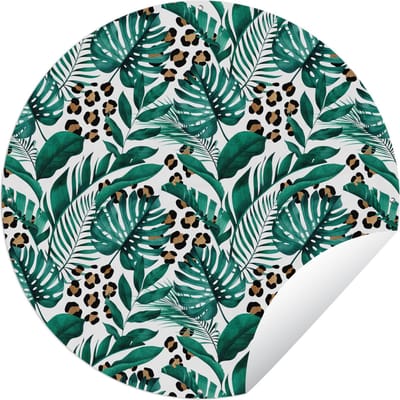 Tuincirkel Bladeren - Tropisch - Jungle - 60x60 cm - Ronde Tuinposter - Buiten