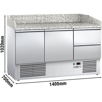 GGM Gastro Pizzakühltisch ECO - 1400x700mm - mit 2 Türen & 2 Schubladen Zilver