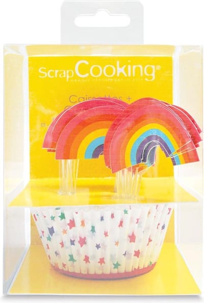 ScrapCooking Baking Cups & Toppers Regenboog set/24