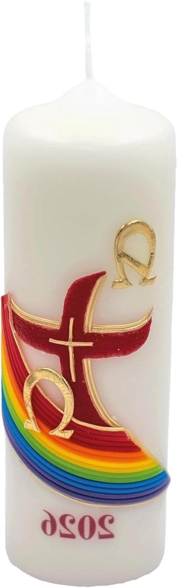 Paaskaars Tafel - Paasdecoratie Kaars - Religieuze Viering - RAL-Kwaliteit - 18 x 6 cm - Ivoor