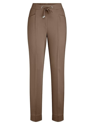 Enkellange jersey Slim Fit-broek Van Peter Hahn bruin