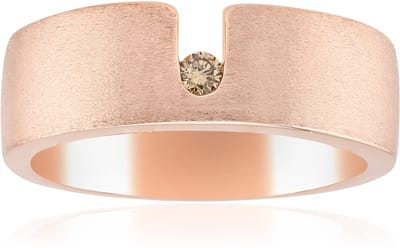 Cavill - Zilveren ring met I1 Argyle Rose de France diamant 0,03 ct - 925 Sterling zilver - Rosé verguld - Elegante ronde briljant - 19x19 mm