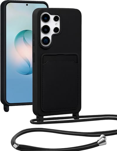 Hoesje Geschikt voor Samsung S26 Ultra Hoesje Siliconen Case Met Koord - Hoes Geschikt voor Samsung Galaxy S26 Ultra Hoesje Backcover Met Telefoonkoord - Telefoonhoes - Zwart