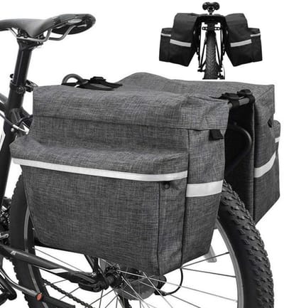 KZQ Waterdichte Fietszadel Tas Met 4 Ritsvakken En Verstelbare Haken - Reflecterende Bies En Haak Voor Achterlicht - Past Op De Meeste Frames - Grijs