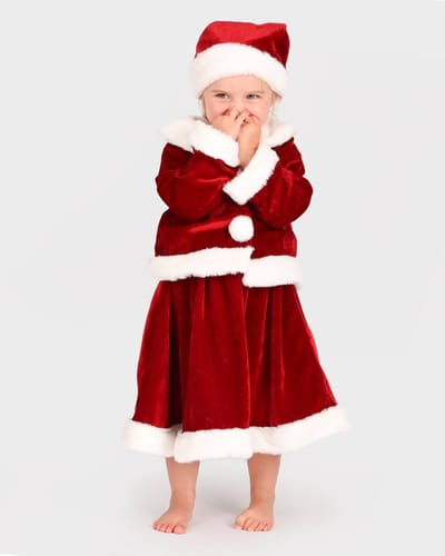 Den Goda Fen Verkleedkledij Kerst Jas, rok met muts - 122-128cm - 6-8 jaar