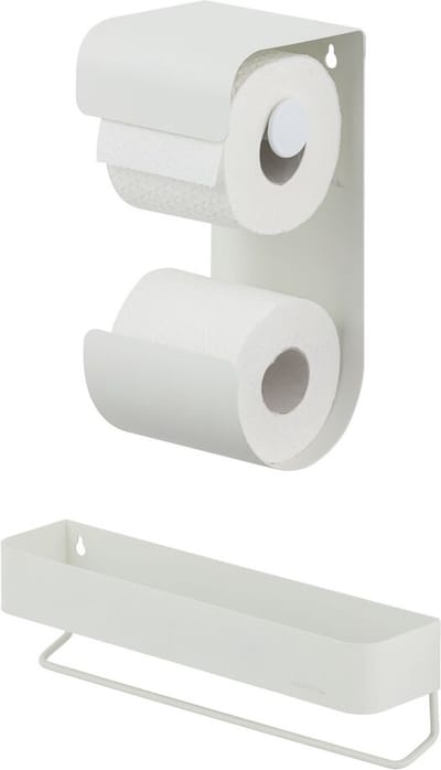 Sealskin Brix - Dubbele wc rolhouder inclusief Wandrek met handdoekrek - 35 cm - Wit