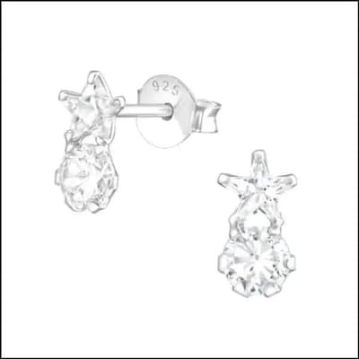 Aramat Jewels | Oorbellen | Zilveren Ster Oorbellen Sterretjes – 925 Zilver Meerdere Maten | Zirkonia transparant-8x5mm | | | Zilver | Kinderen, Volwassenen | Verkleurd niet