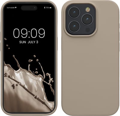 kwmobile Case voor iPhone 15 Pro Max - Slank TPU-Hoesje met Zachte Afwerking - In taupe