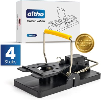 Altho Muizenval Set van 4 - Professionele Muizenklem voor Binnen - Herbruikbaar & Effectief