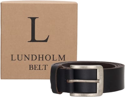 Lundholm leren riem heren leer zwart topkwaliteit - 115 cm - op maat verstelbaar - Scandinavisch design - cadeau voor man mannen cadeautjes tip